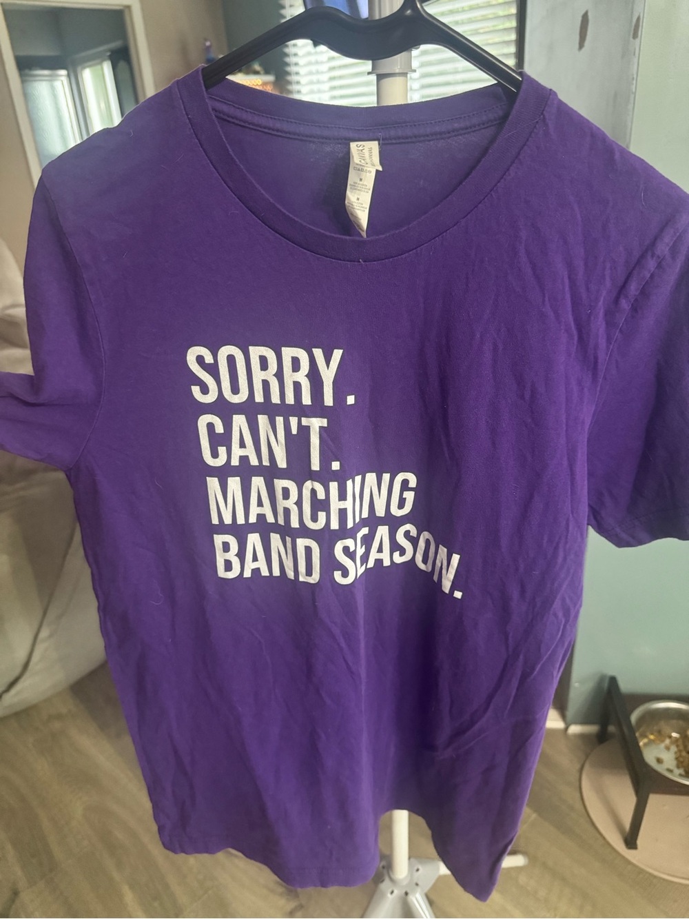 Adult Custom Graphic Tee - Purple "Sorry. Can't. Marching Band Season."